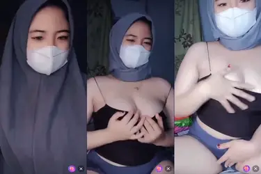 Hijabers Nakal Pamer Payudara Montok Pakai Masker poster